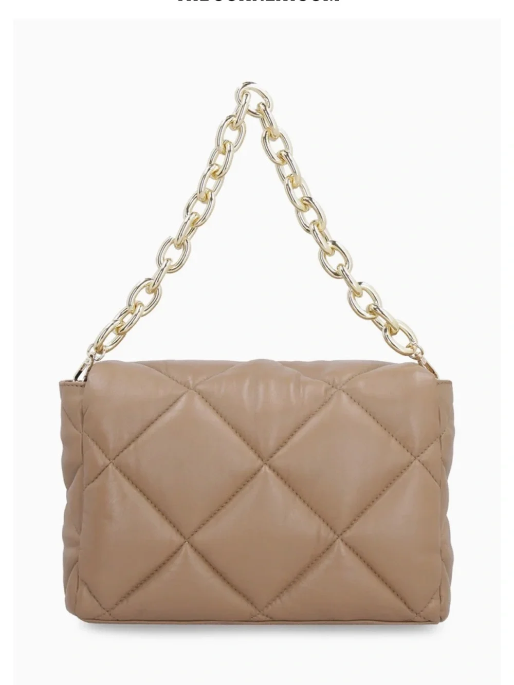 Stand Studio Quilted Taupe Hobo with Gold Chain Strap